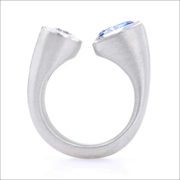 Sapphire Diamond Kissing Ring Platinum - Image 3