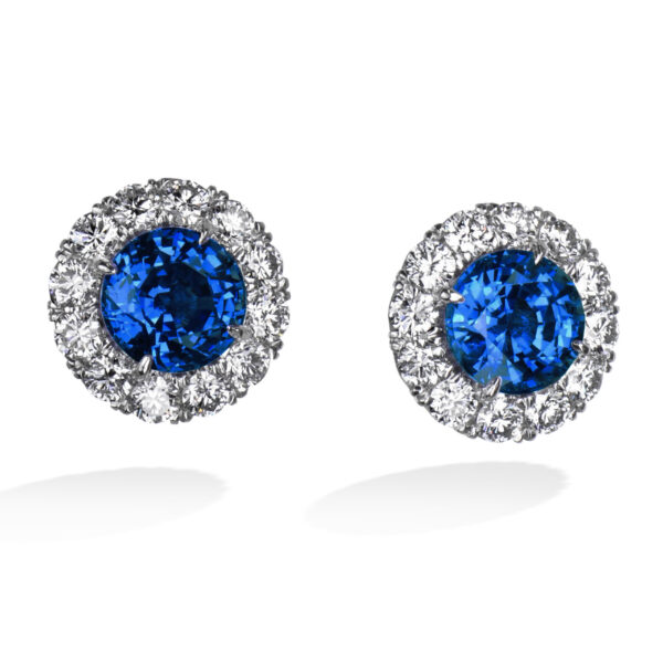 Natural, Unheated Blue Sapphire and Diamond Earrings