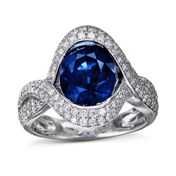 Sapphire Pavé Diamond Ring