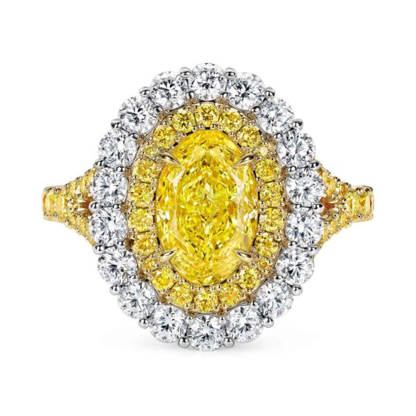 Oval Fancy Intense Yellow Diamond Ring - Image 6